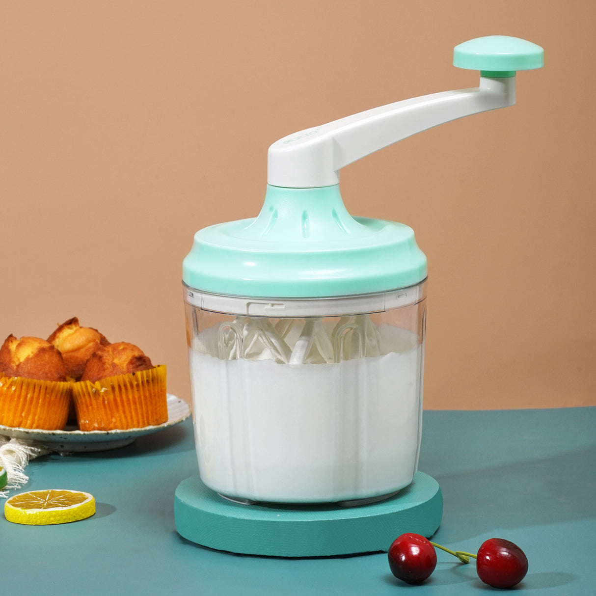 TODO Manual Egg Beater Whisk Whip Cream 1200ml Capacity Bowl Hand Crank