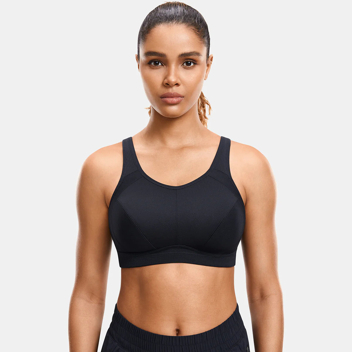 Plus Size High Support Full Coverage Padded Wireless Bra - Black