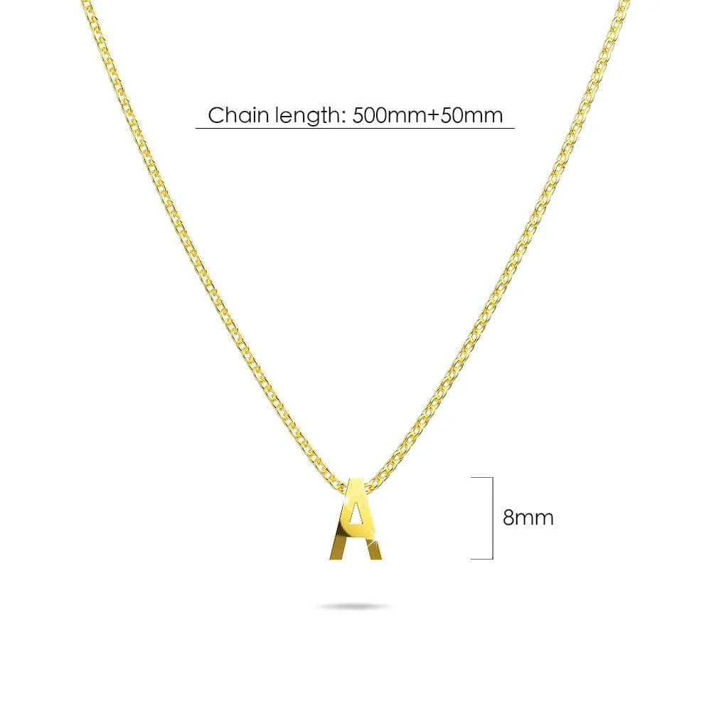 Bullion Gold Initials Brick Alphabet Letter Necklace Gold Layered Steel Jewellery