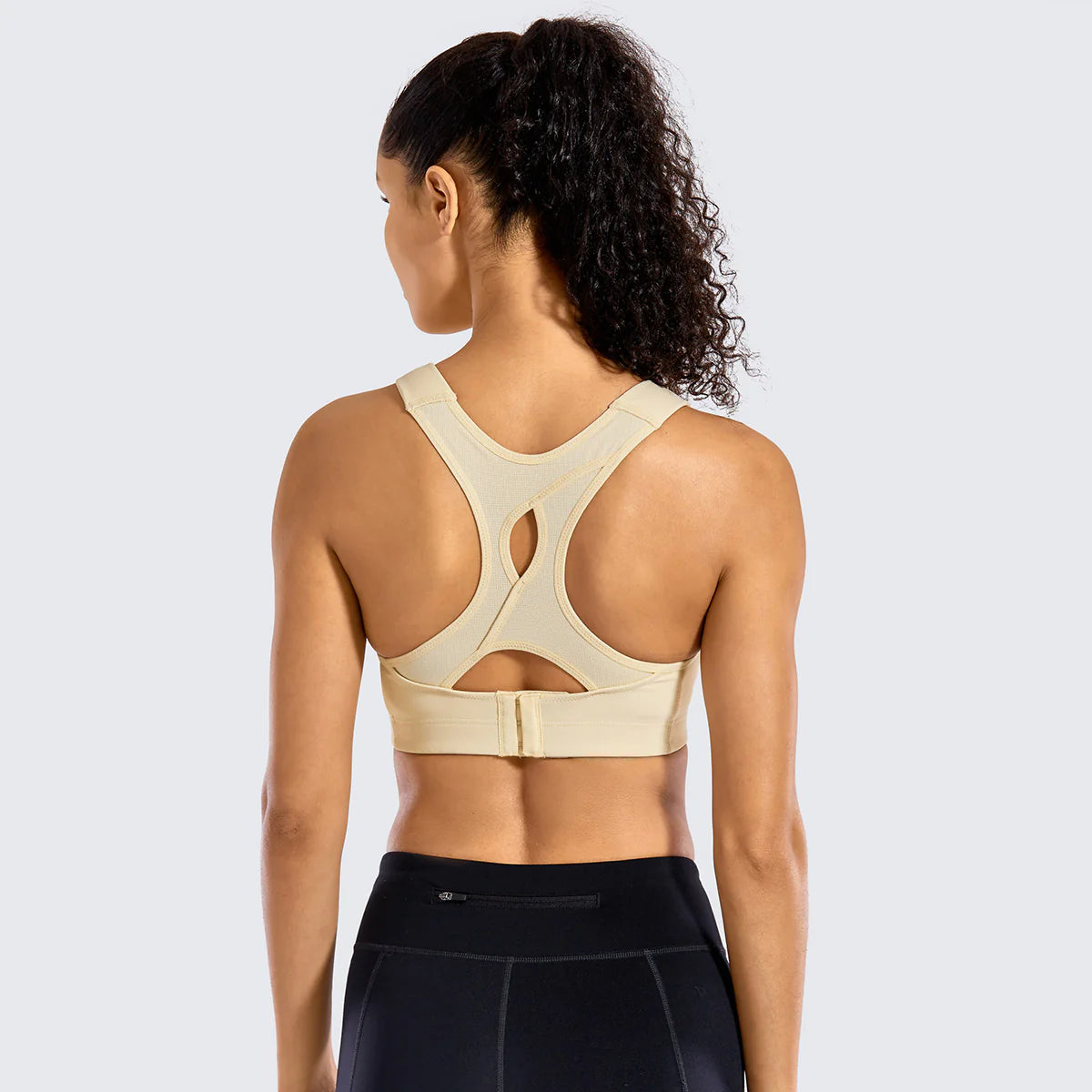 High Impact Lightly Padded Wireless Active Bra - Beige