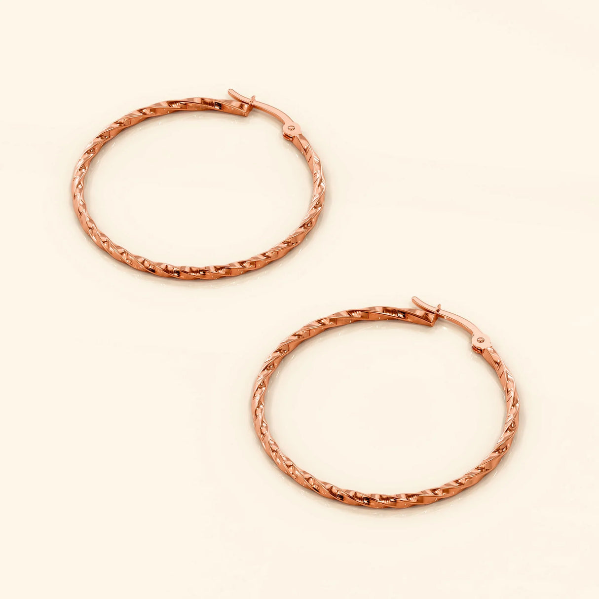 Bullion Gold Twisted Hoop Earrings 50mm