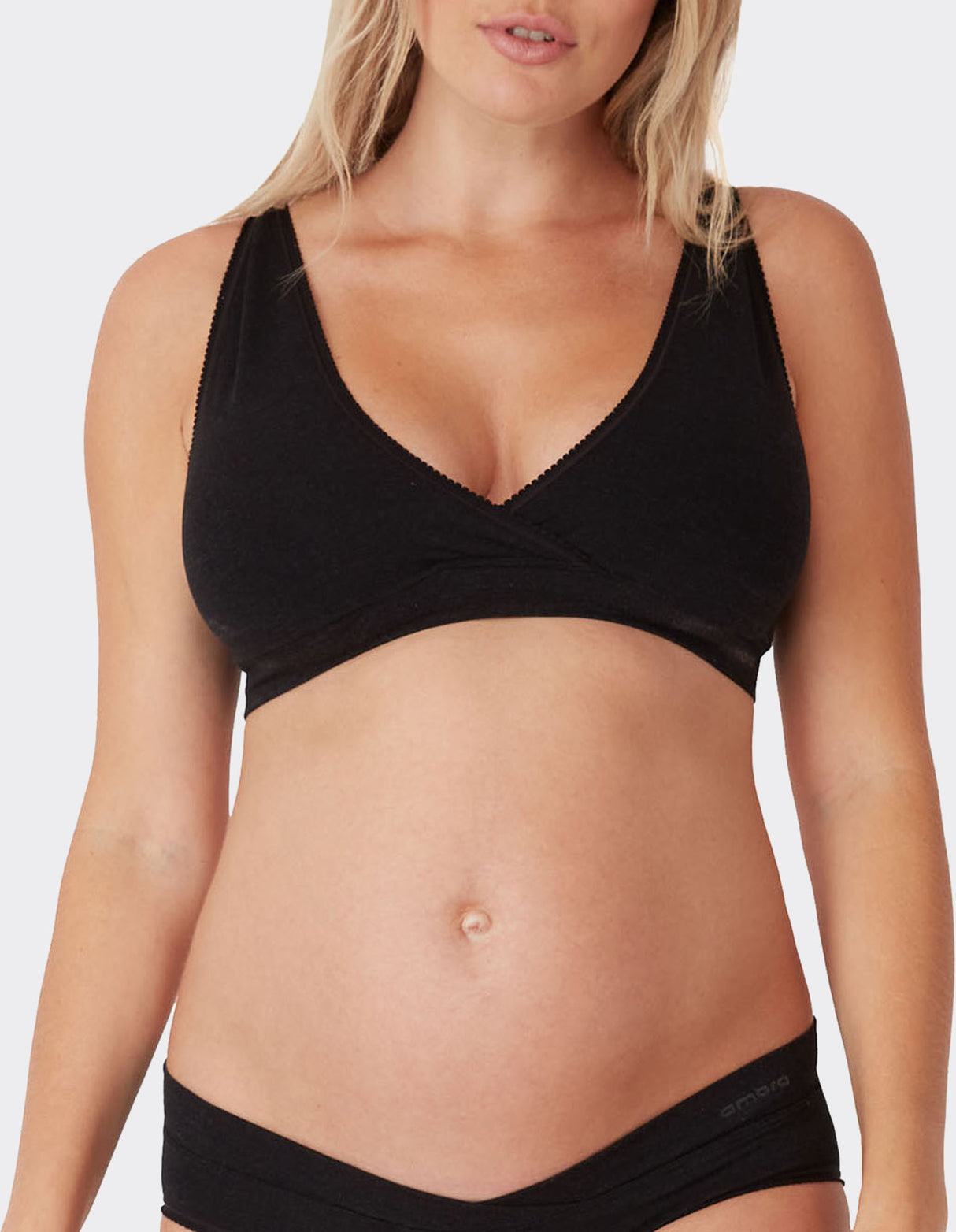 Ambra B Maternity Crossover Crop - Charcoal Marle