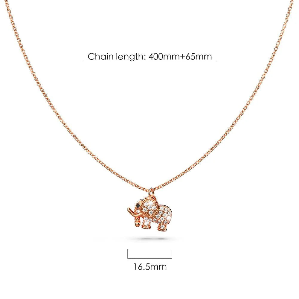 Bullion Gold Lucky Elephant Necklace in Rose Gold Layered Stainless Steel