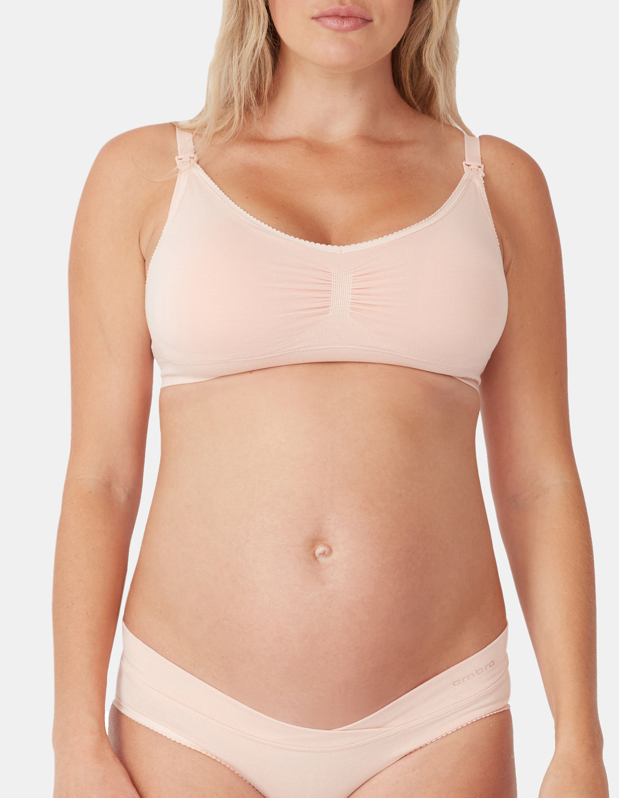 Ambra Bamboo Maternity Crop - Putty Pink