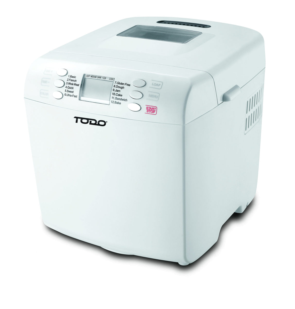 TODO Bread Maker 12 Programs Menu 550W Power Keep Warm Function White