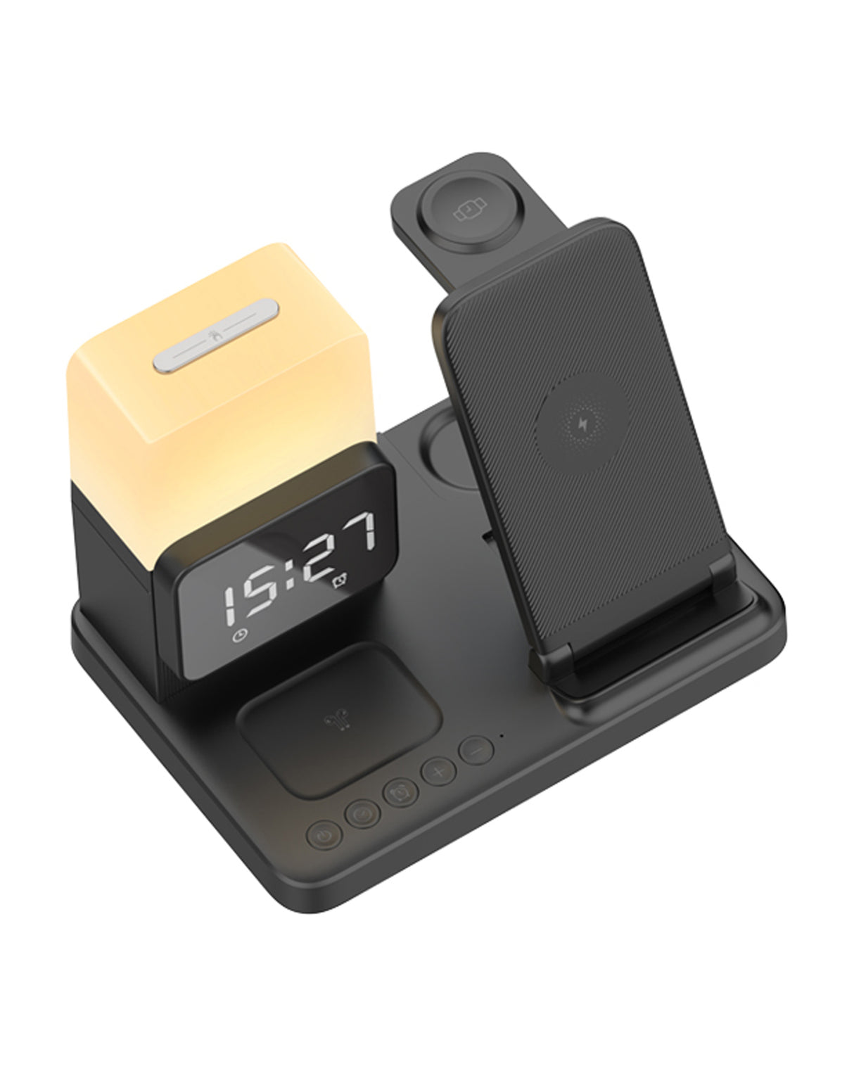 TODO Wireless Phone Charger Alarm Clock LED Lamp 15W Fast Charge Earphone Watch Charge