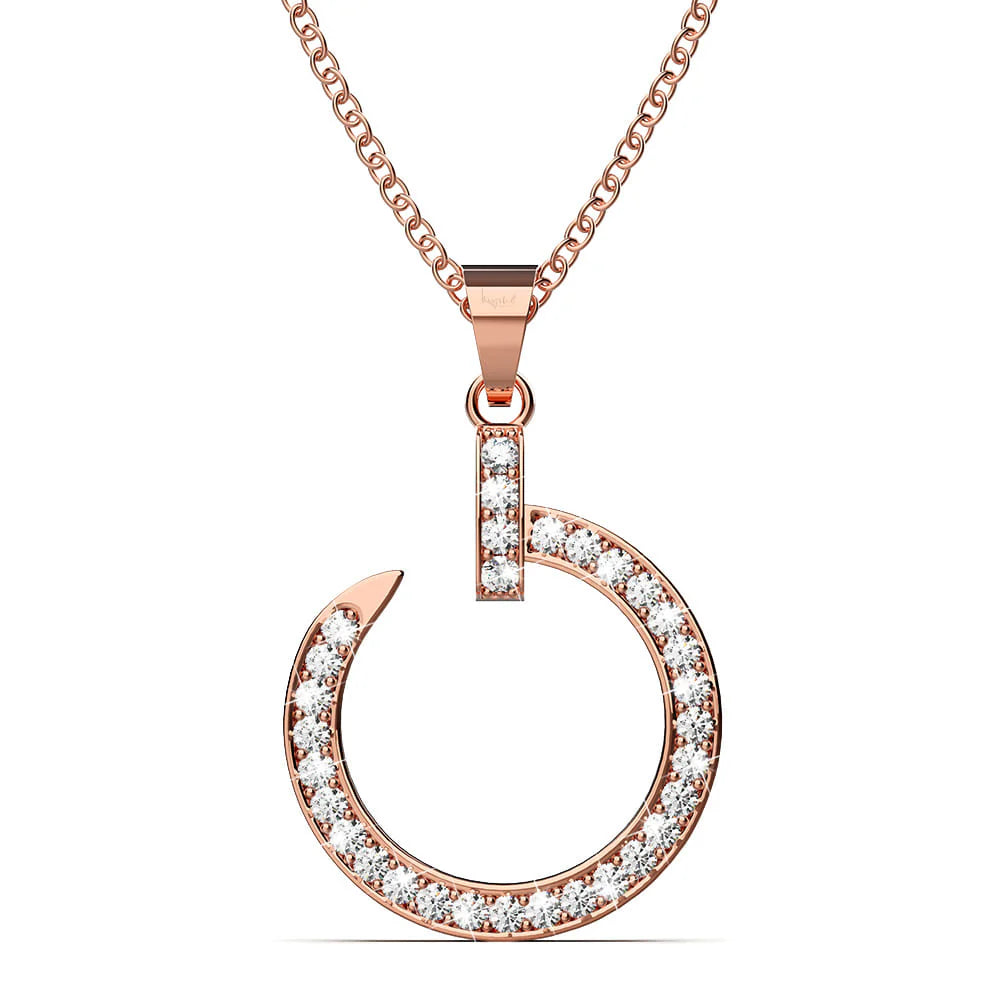 Krystal Couture Paradigm in Circle Rose Gold Pendant Necklace Embellished with Swarovski nCrystals