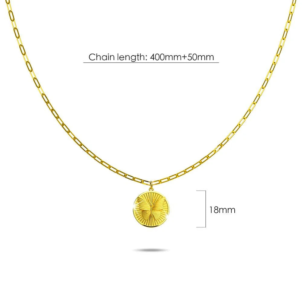 Bullion Gold Butterfly Signet Medallion Pendant Chain Necklace in Gold Vermeil