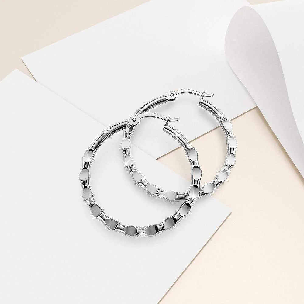Bullion Gold Fem Hammered Hoop Earrings 30mm