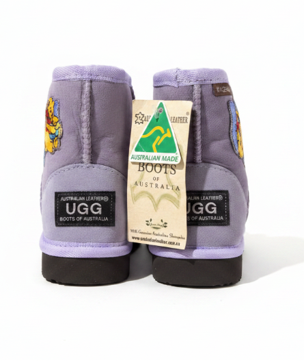 Australian Leather Ugg Kids Winnie The Pooh Short - Purple - AU10