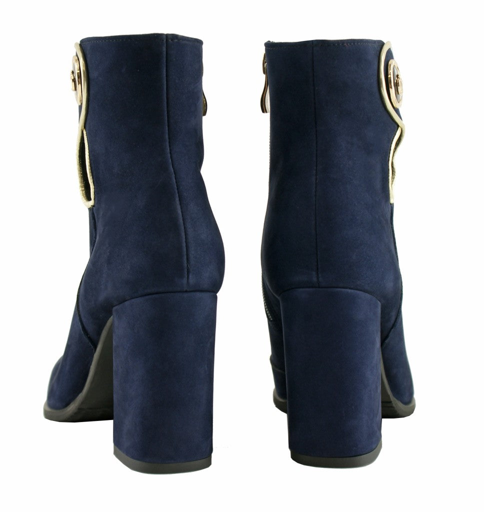 Bosccolo Womens Boots - Navy Blue/Gold
