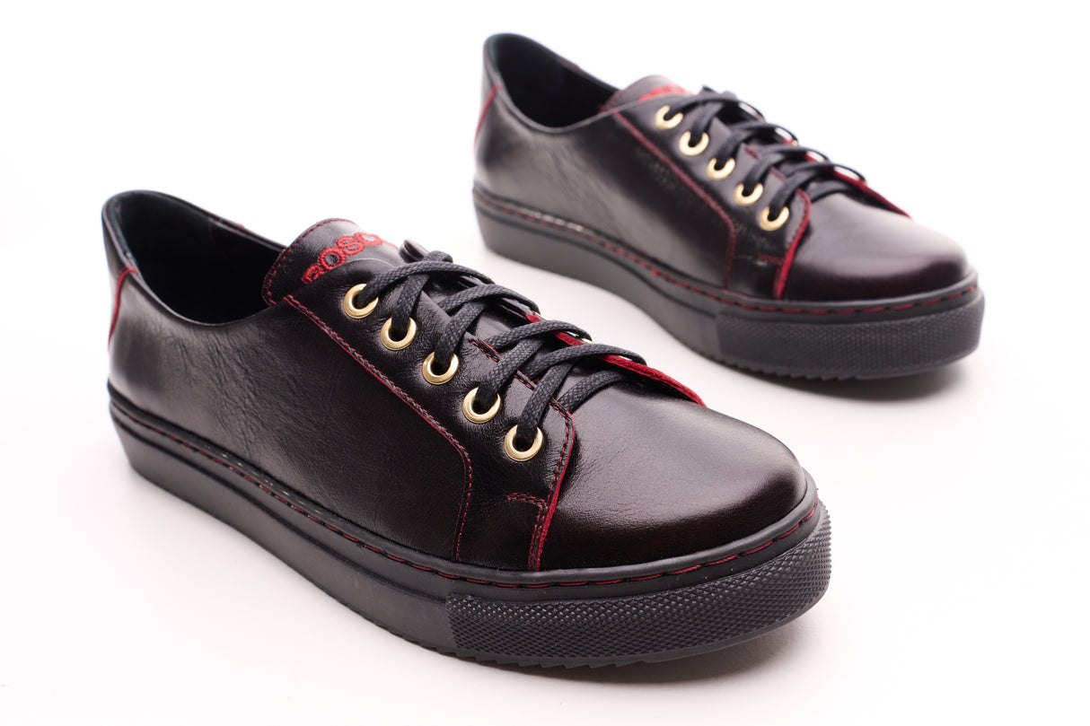 Bosccolo Womens Sneakers - Black+Red