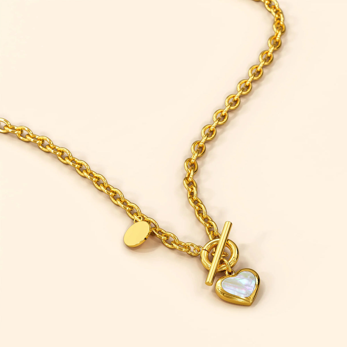 Bullion Gold Gloria Chunky Heart Toggle Closure Necklace in Gold