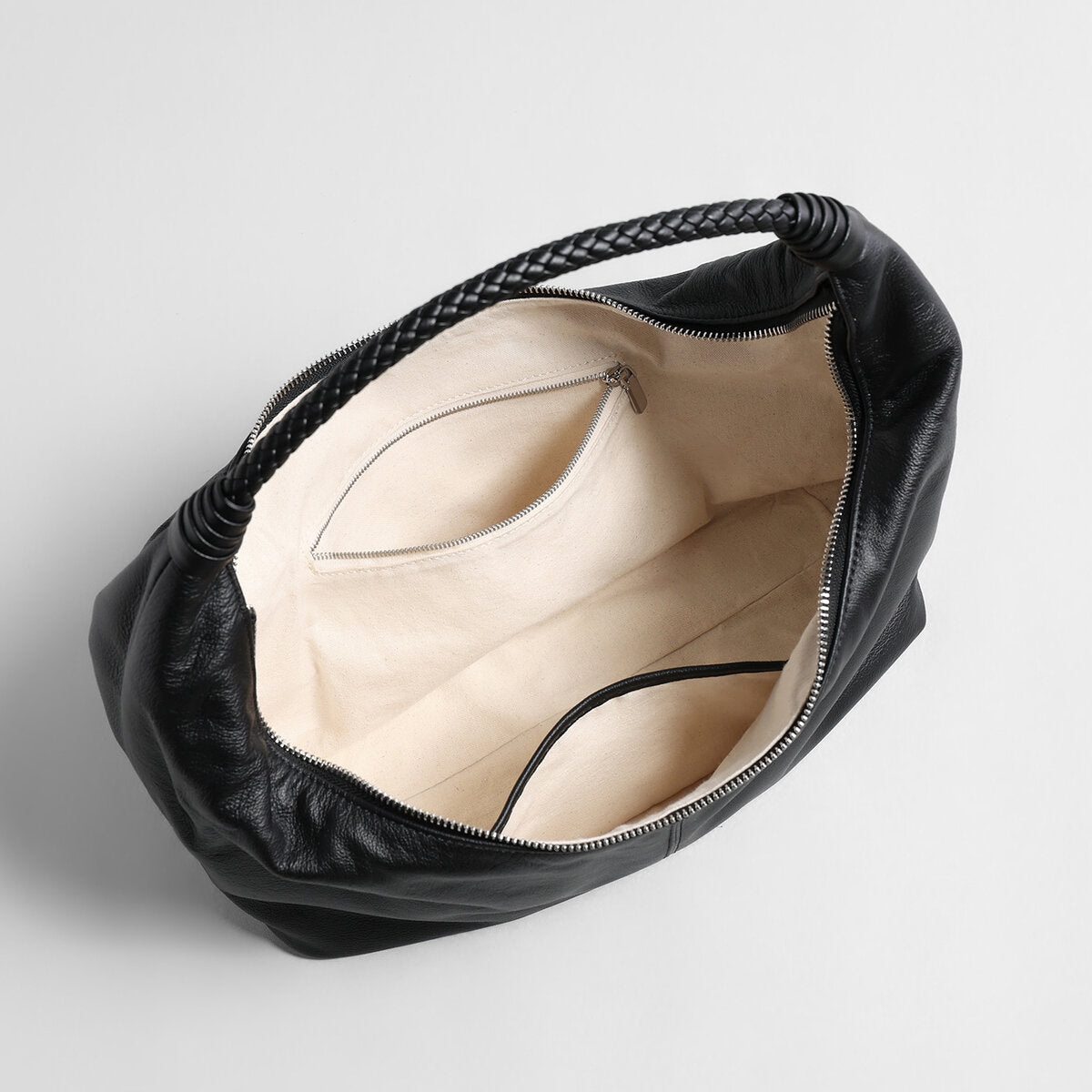 Vintage Leather Hobo Bag - Black