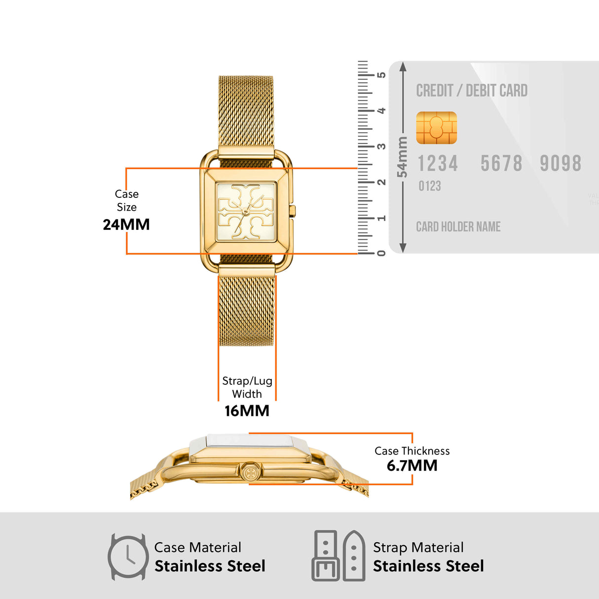 Tory Burch The Miller Square Gold Watch