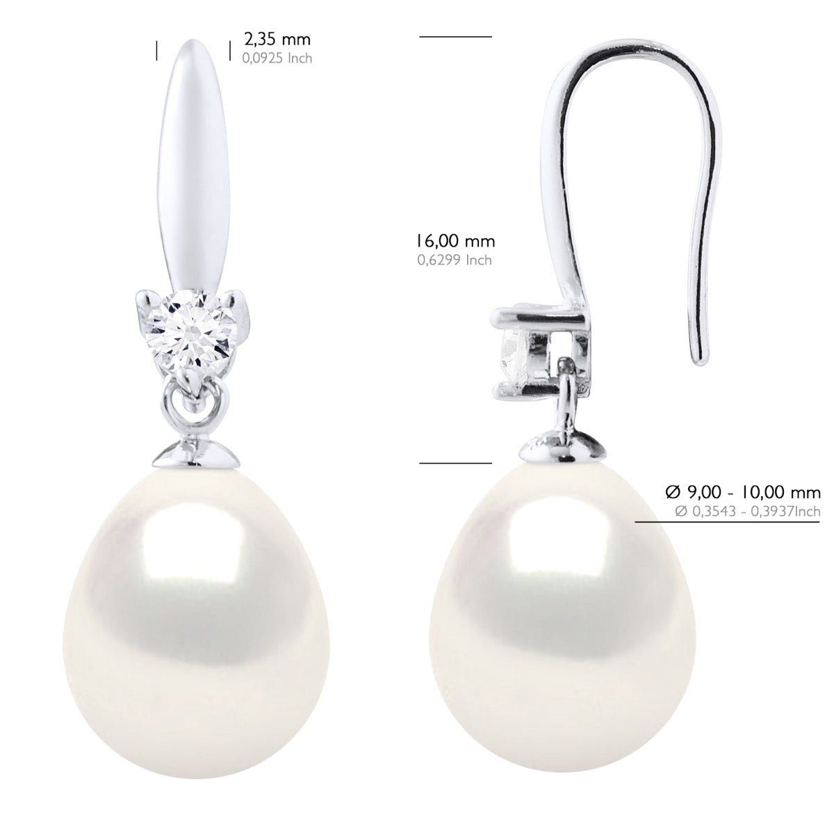 Earrings Silver 925 & Cubic Zirconia - Natural White - Longueur 18 cm