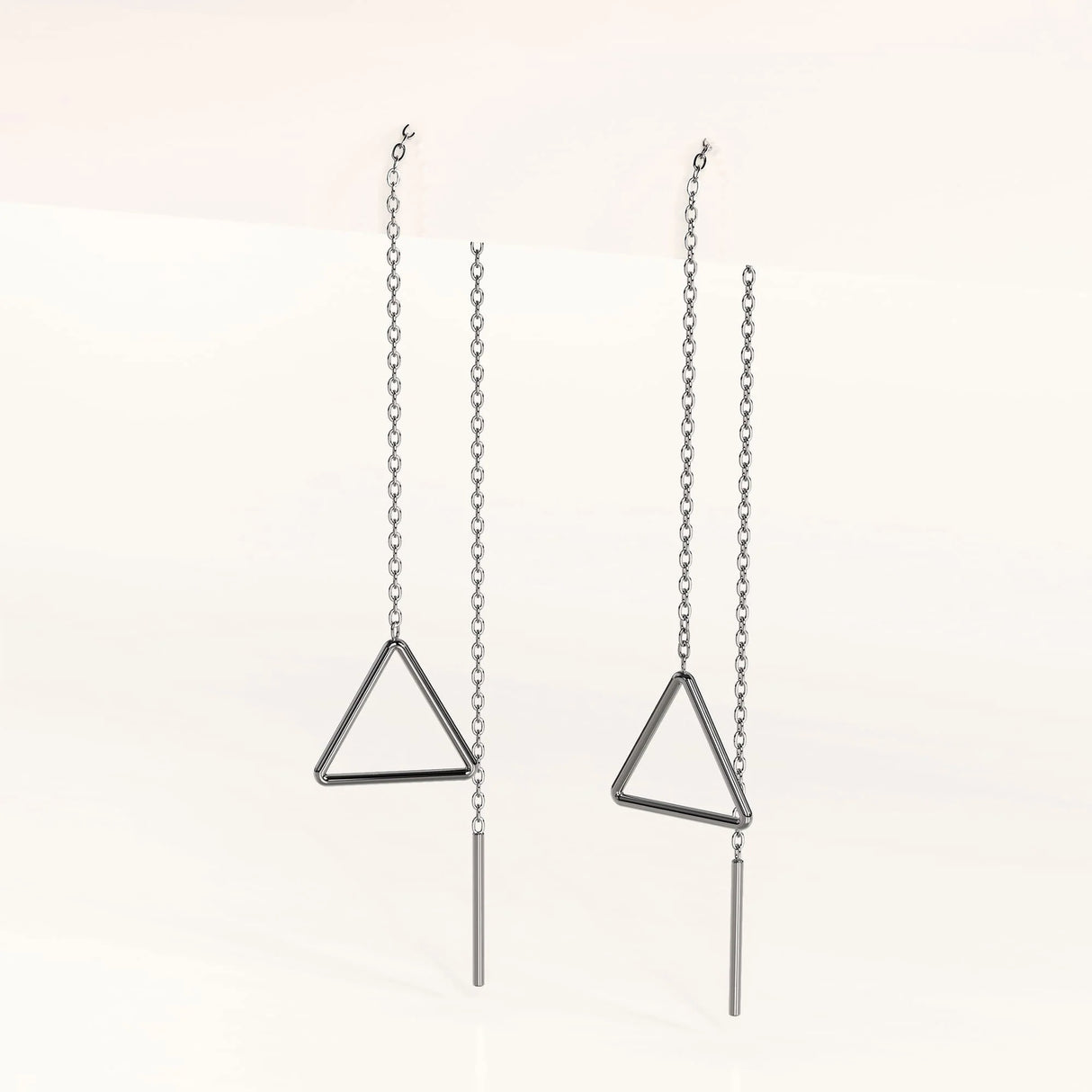 Solid 925 Sterling Silver Triangle Threader Earrings
