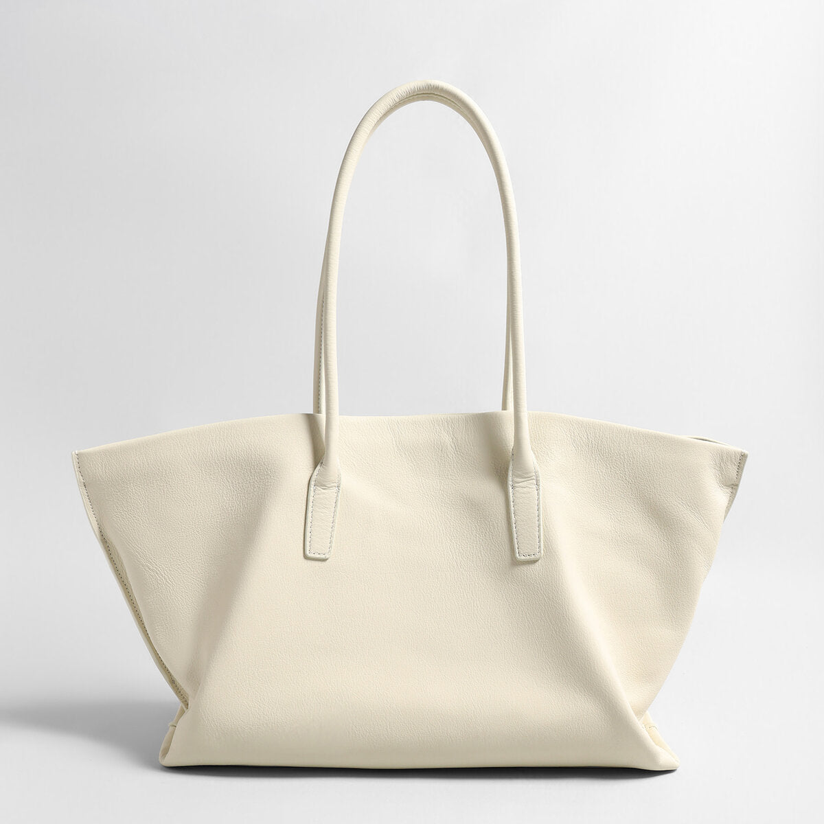 Pebbled Leather Wing Tote Bag - Ivory