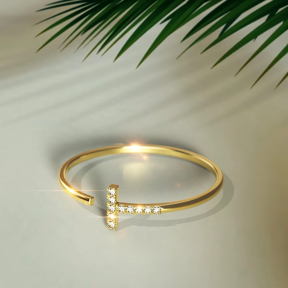 Adjustable Solid 925 Sterling Silver Cleo Stacking Ring in Gold