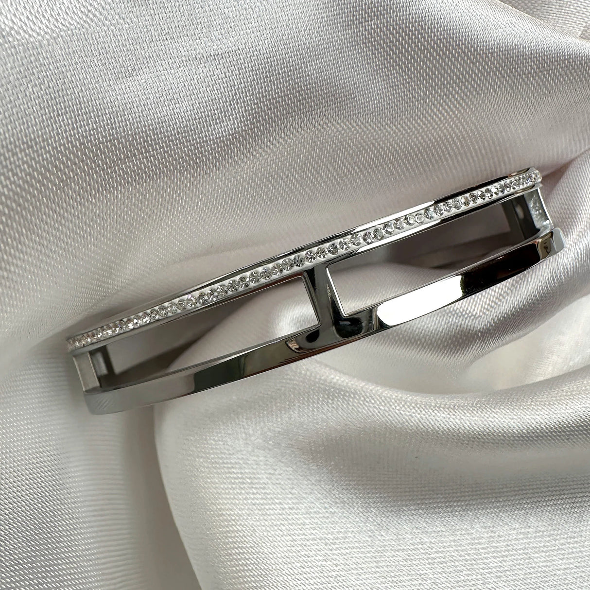 Bullion Gold Lucky Dimension Cuff Stainless Steel Bangle with a High Polish Finish