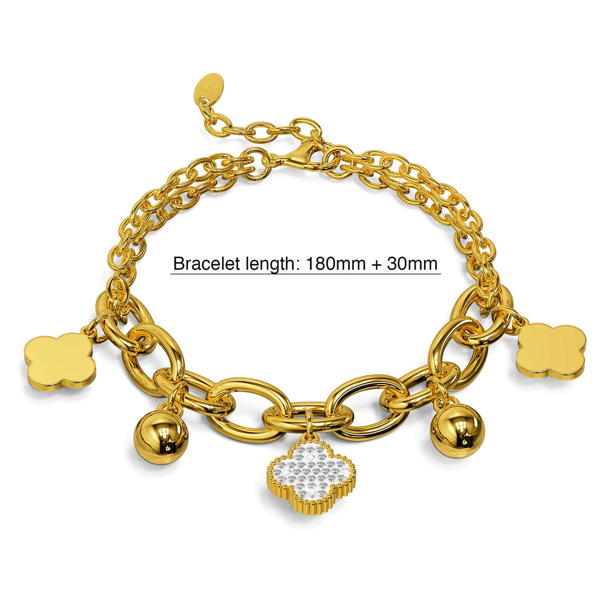 Bullion Gold Clover Charm Bracelet