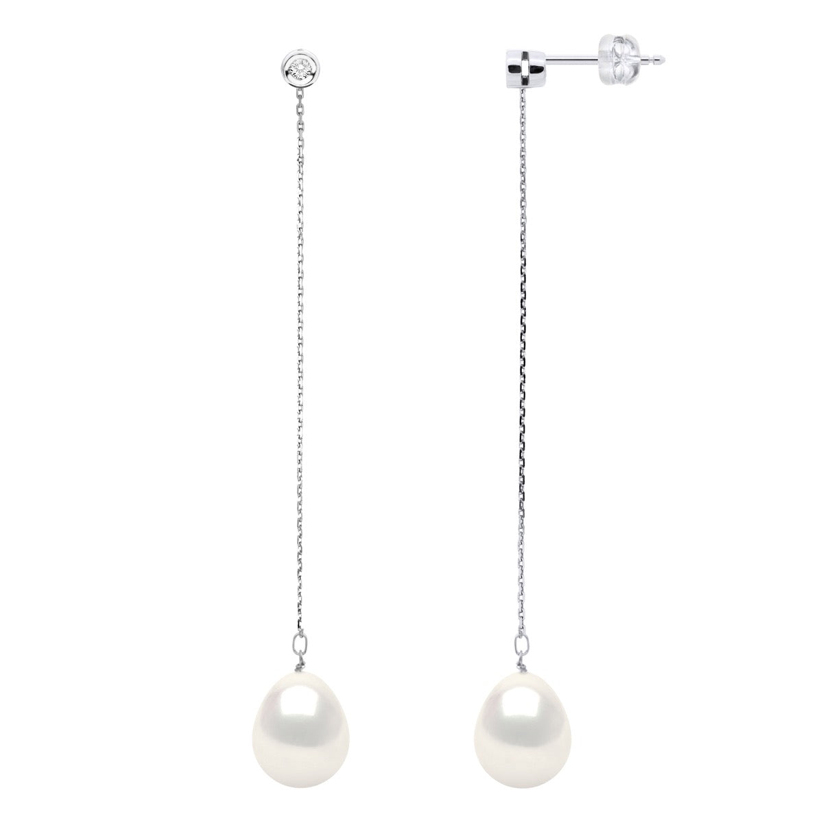 Earrings Prestige -Diamonds 0,02 Cts ( 2 X 0,01 Cts - Natural White - Longueur 18 cm