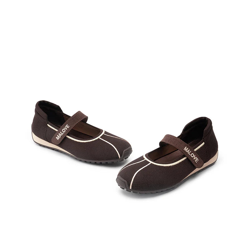 Sport Ballet Mary Jane Flats - Chocolate