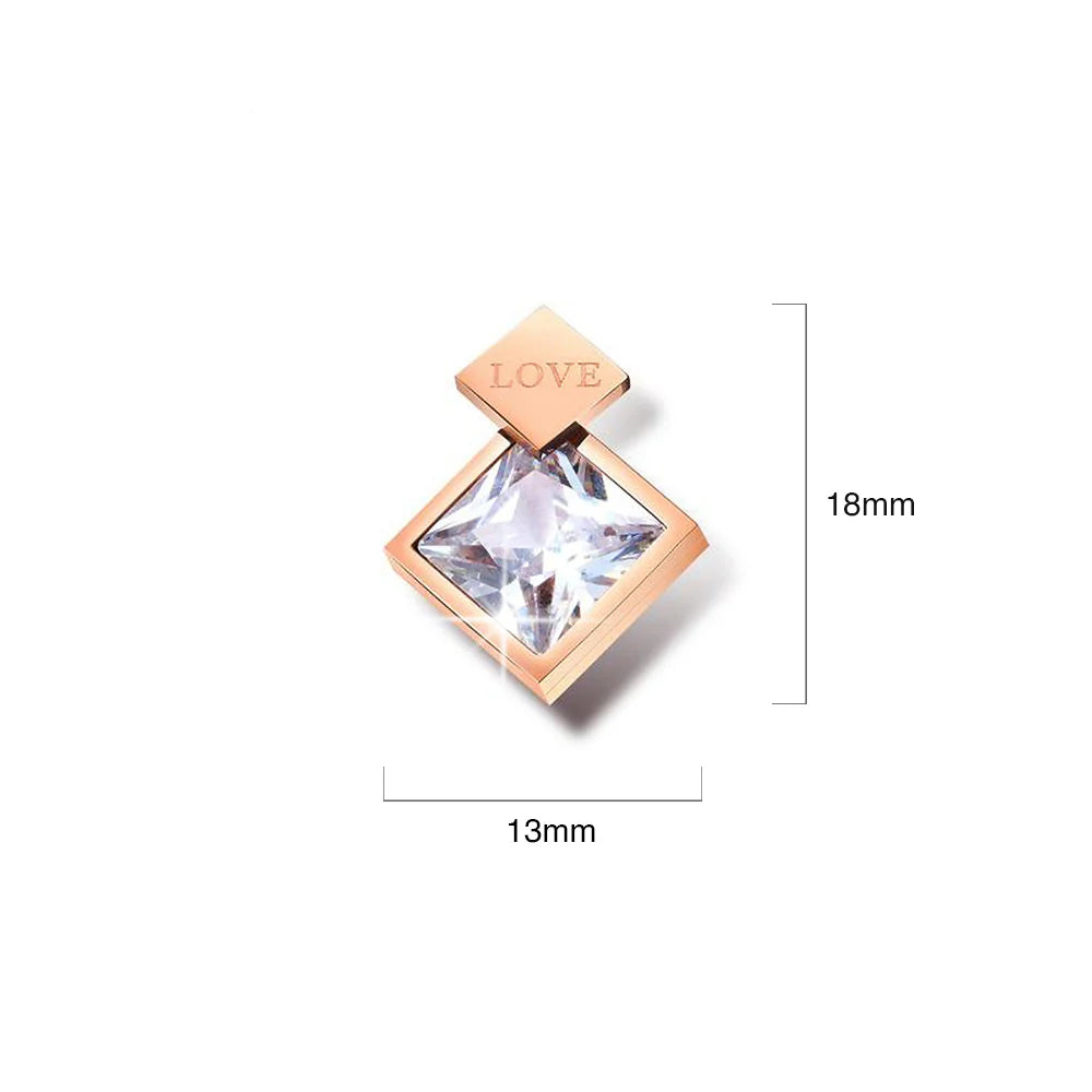 Bullion Gold Princess-Cut Simulated Diamond Love Earrings