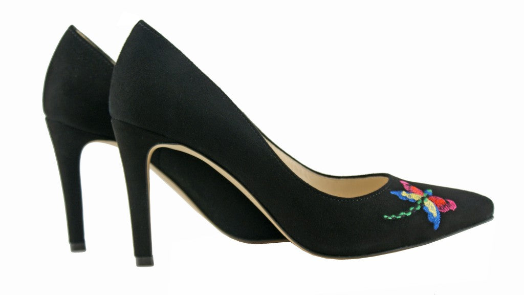 Bosccolo Womens Heels Embroidered - Black