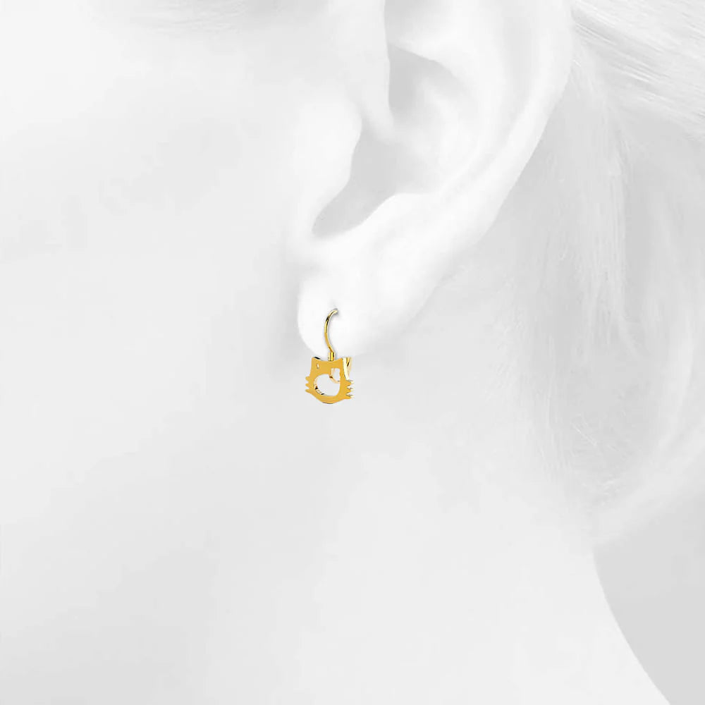 Bullion Gold Hello Kitty Cut-Out Leverback Earrings
