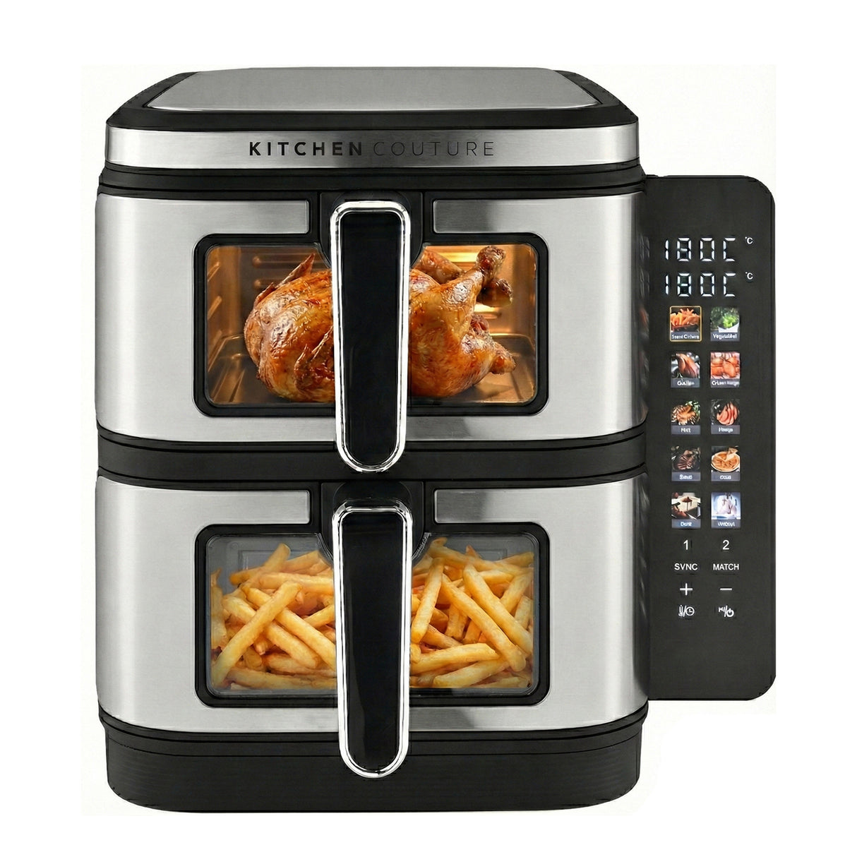Kitchen Couture 11L Clear View Colour Vertex Dual Draw S/S Air Fryer