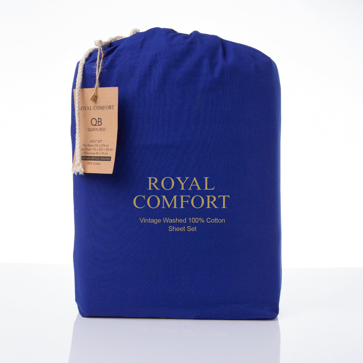 Royal Comfort Vintage Washed 100 % Cotton Sheet Set- Royal Blue