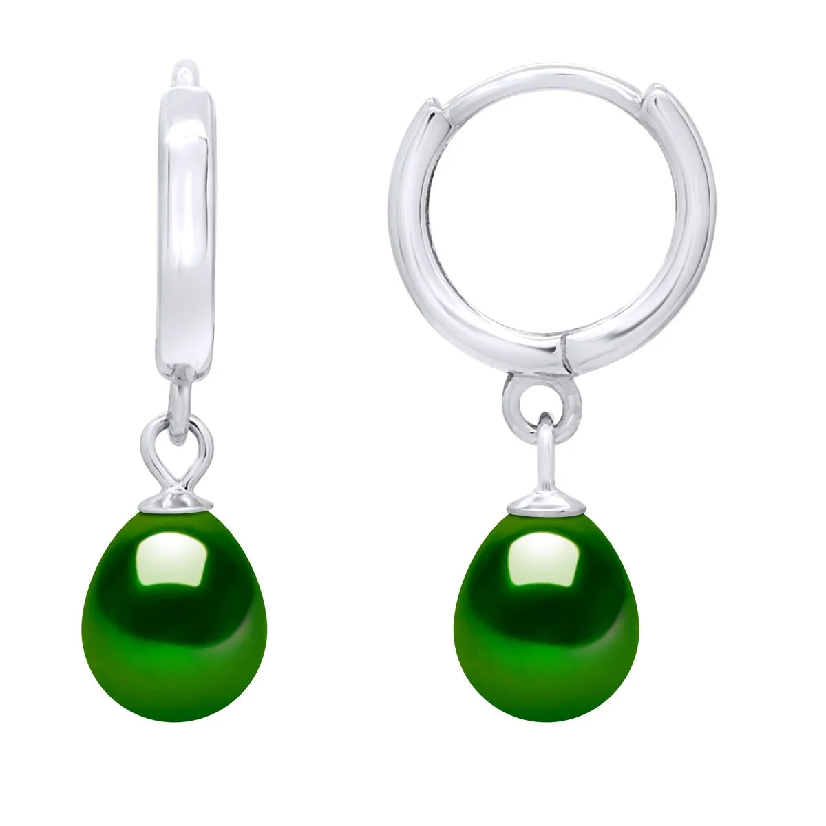 Hoop Drop Earrings Freshwater Pearl Sterling Silver