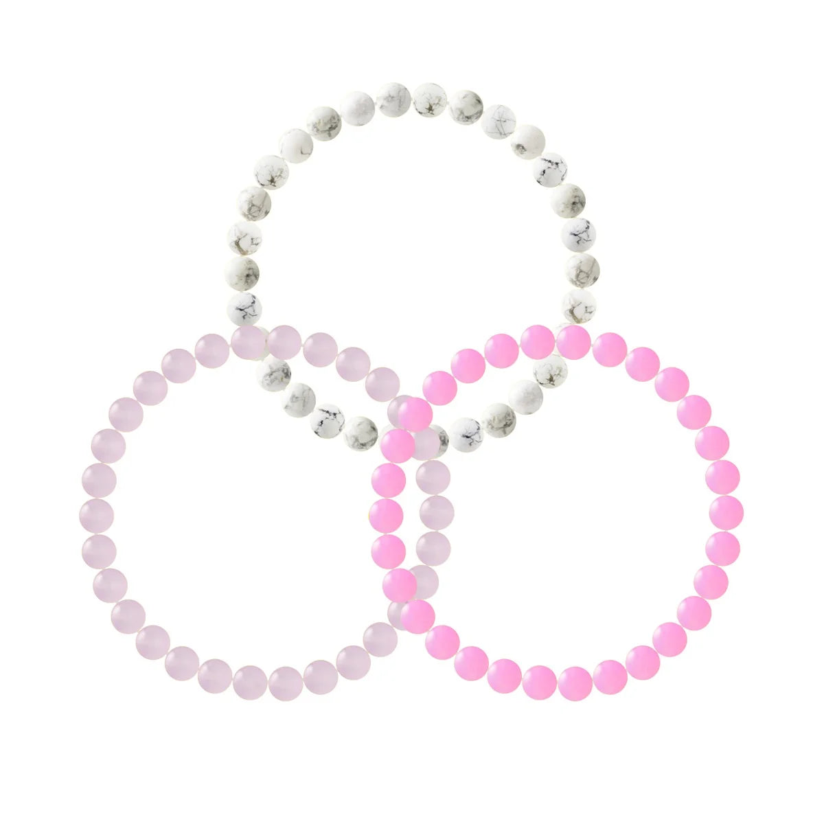 Manufacture Royale 3 Bracelet Set Lucky Rose Agate & White Howlite