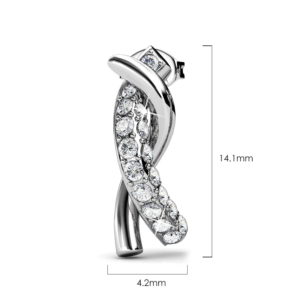 Krystal Couture Intertwined White Gold Stud Earrings Embellished with SWAROVSKI Crystals