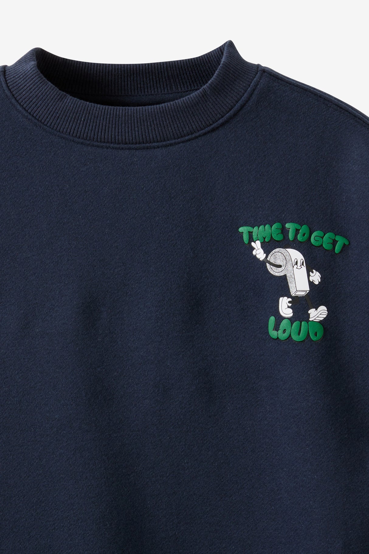 Cotton On Kids Boys Sammy Oversize Crew - Squid Ink/ Whistle