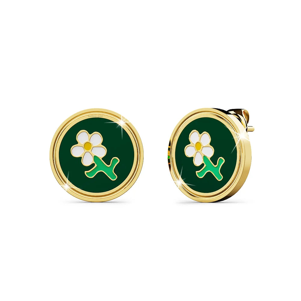 Bullion Gold Verdant Floral Stud Earrings in Gold