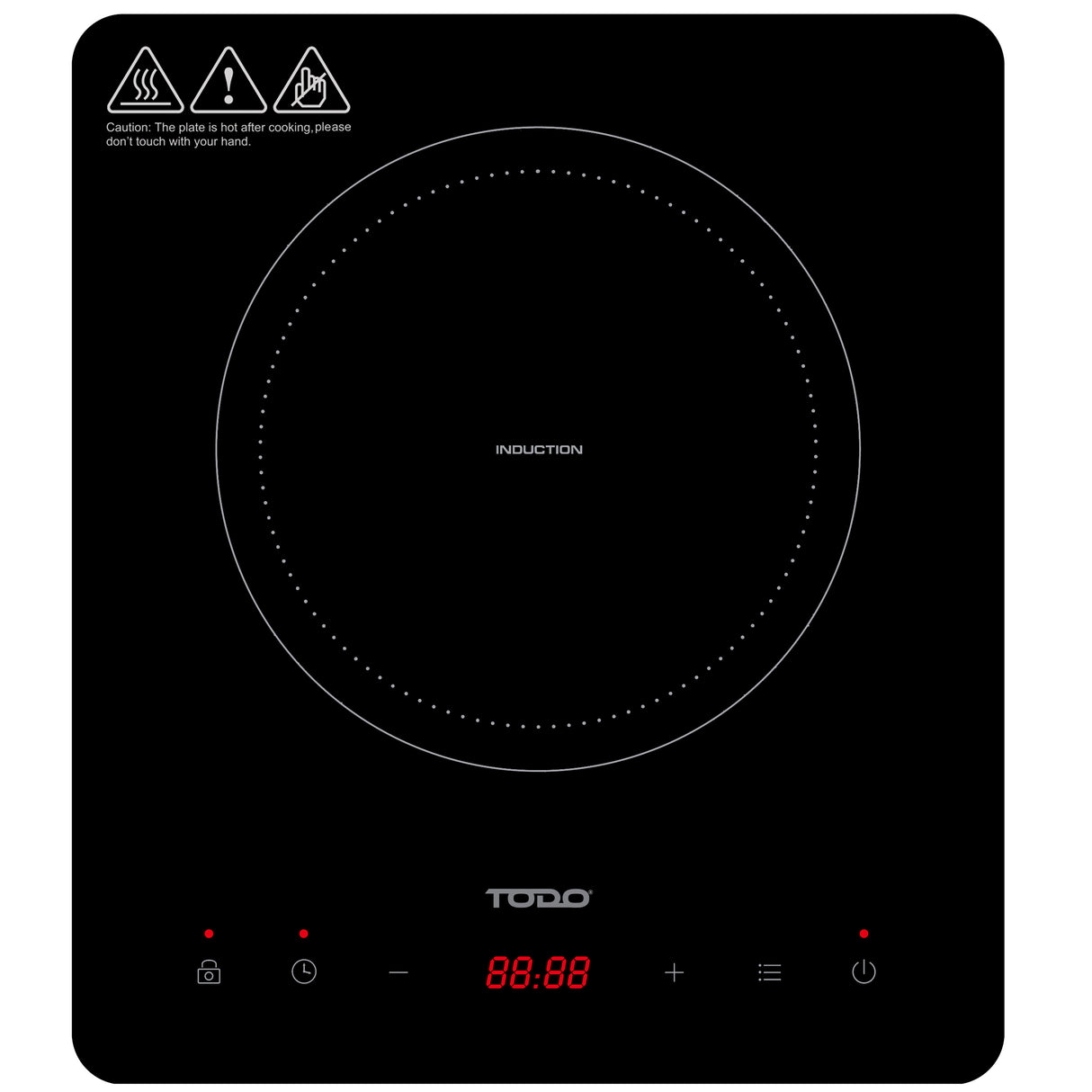 TODO 2000W Induction Electric Cooktop Hotplate Tempered Crystal Glass Touch Control
