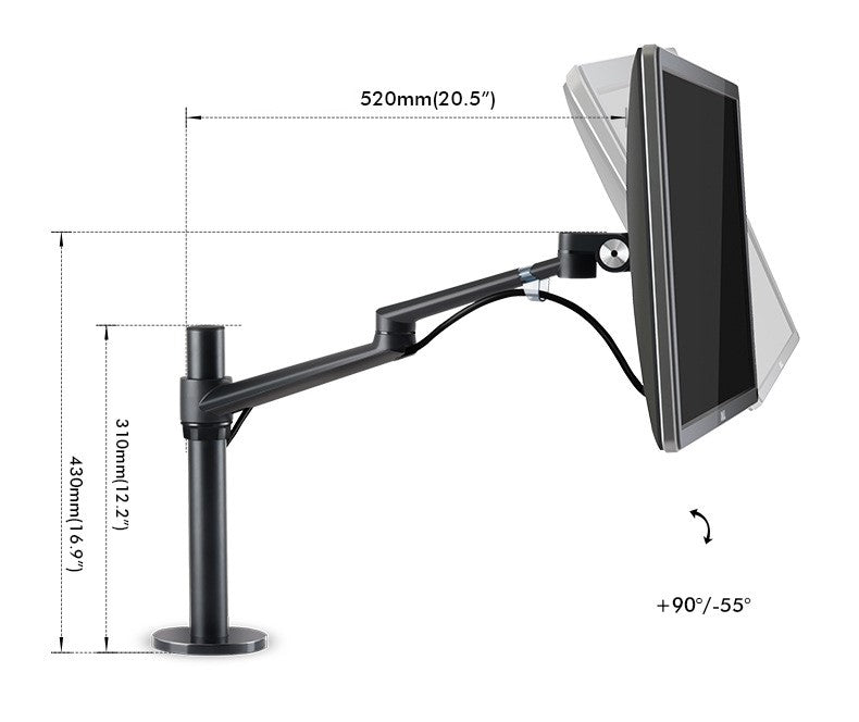 TODO Aluminium Dual Monitor Stand Desk Clamp Mount Bracket VESA 75-100mm up to 32"