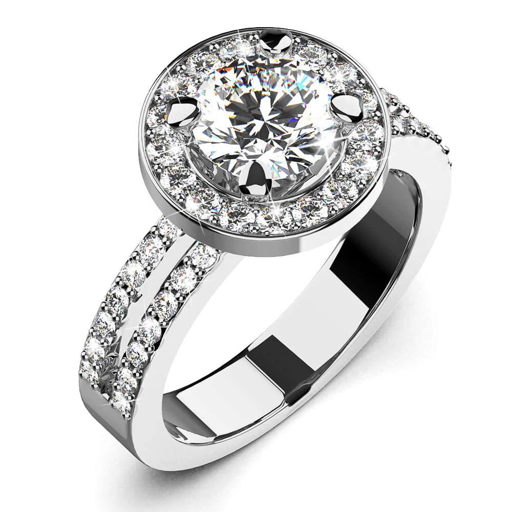Krystal Couture Bloom Halo Ring in White Gold Embellished with SWAROVSKI Crystals
