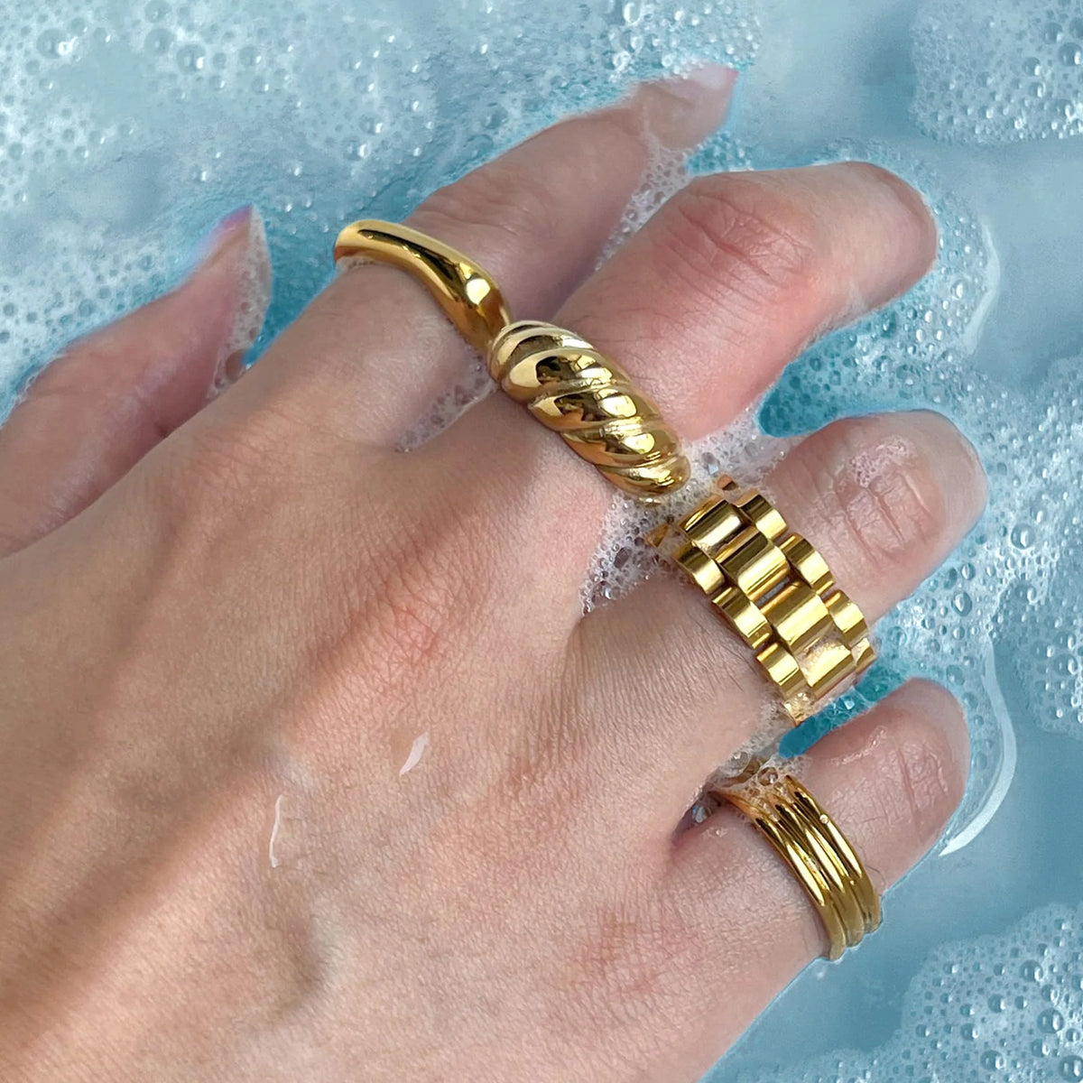Bullion Gold Triad Circular Gleam Radiant Gold Layered Ring