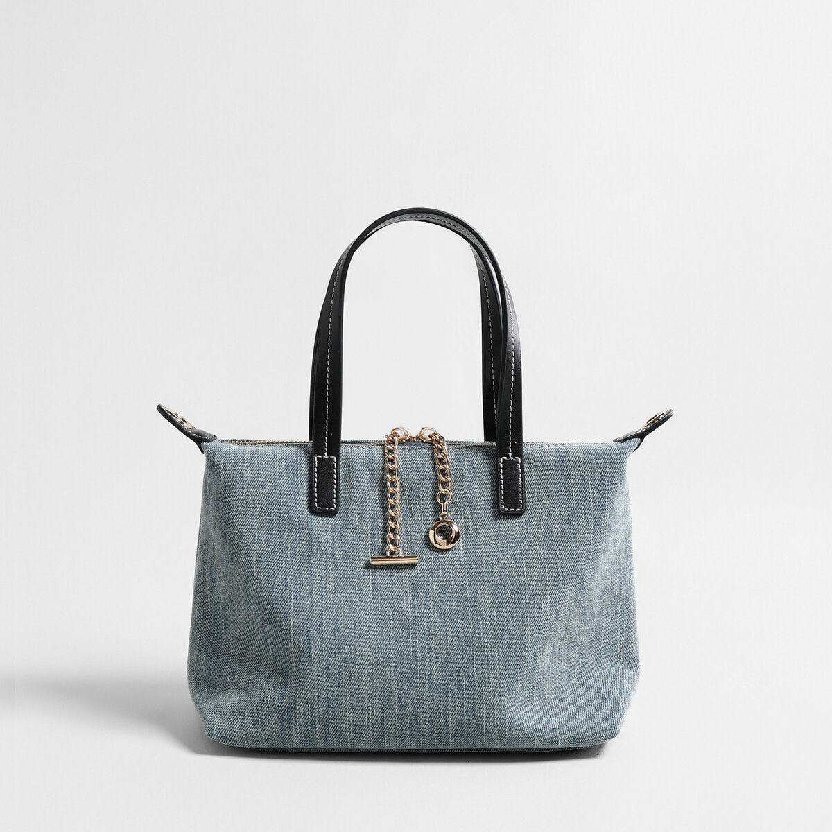 Canvas Leather Trim Mini Tote - Denim