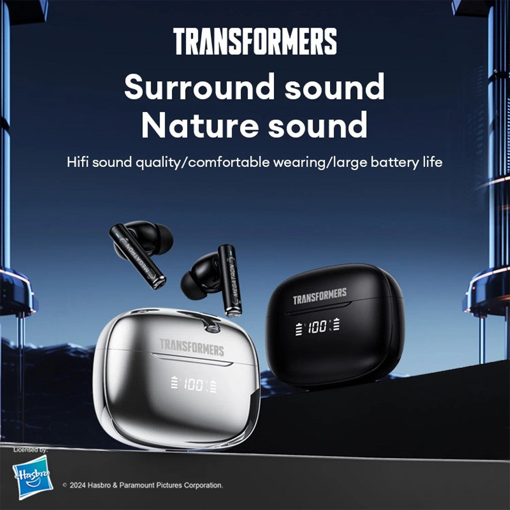 Transformers Wireless Earbud Earphones Bluetooth V5.4 ANC Noise Cancelling TF-T27 - Silver
