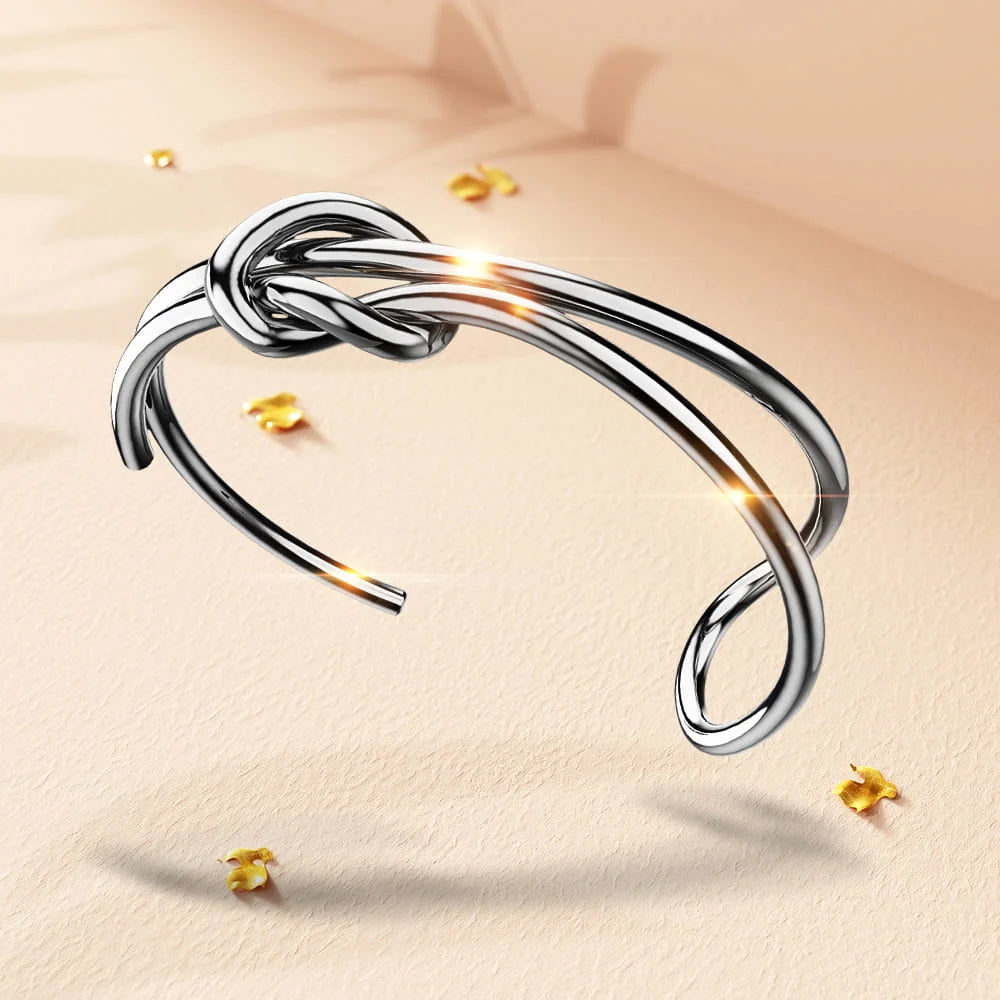 Bullion Gold Forever Knot White Gold Cuff Bangle