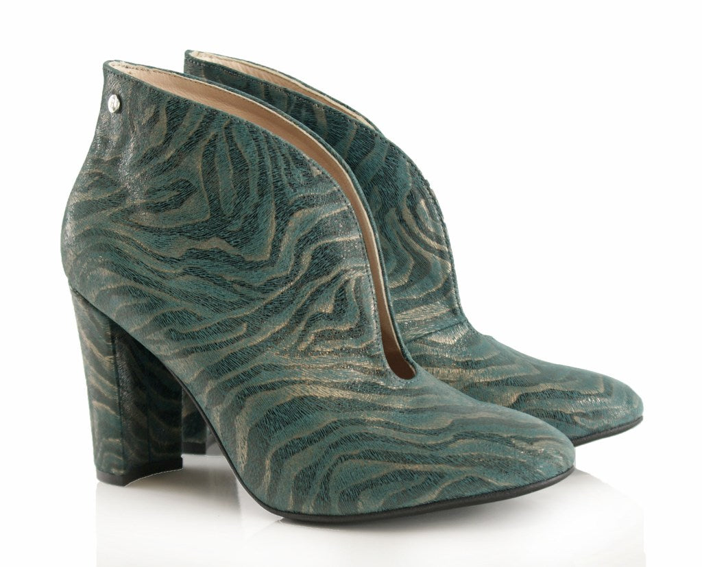 Bosccolo Womens Heel Boots Zebra - Dark Green
