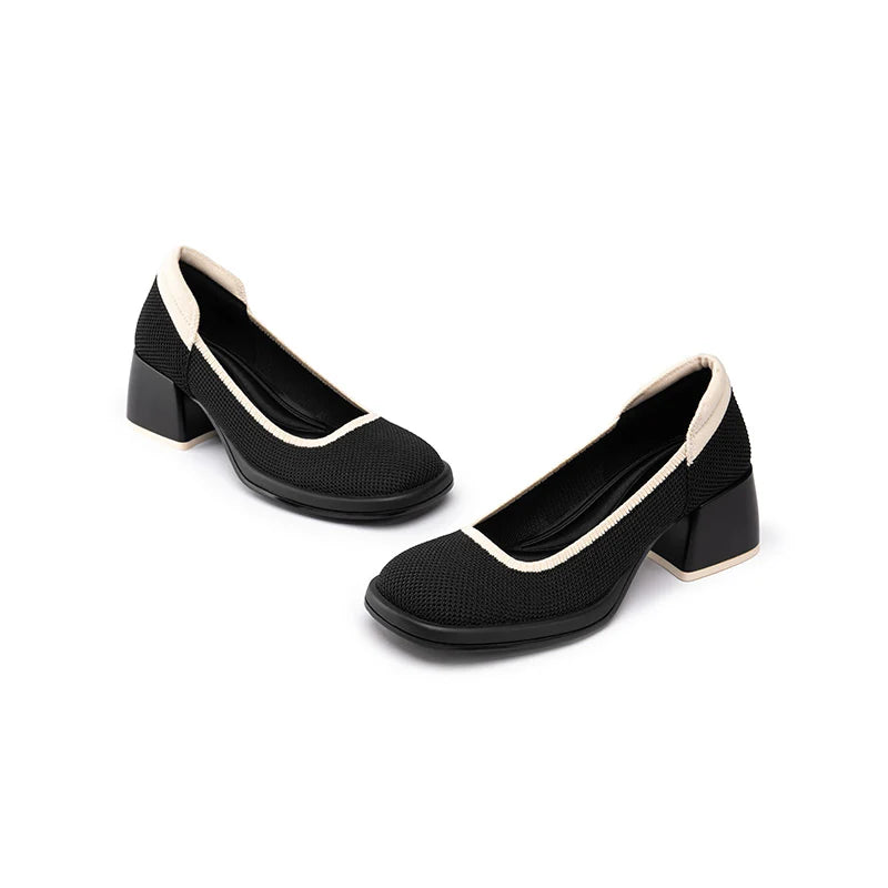 Vintage Square Toe Mary Jane Pumps - Black