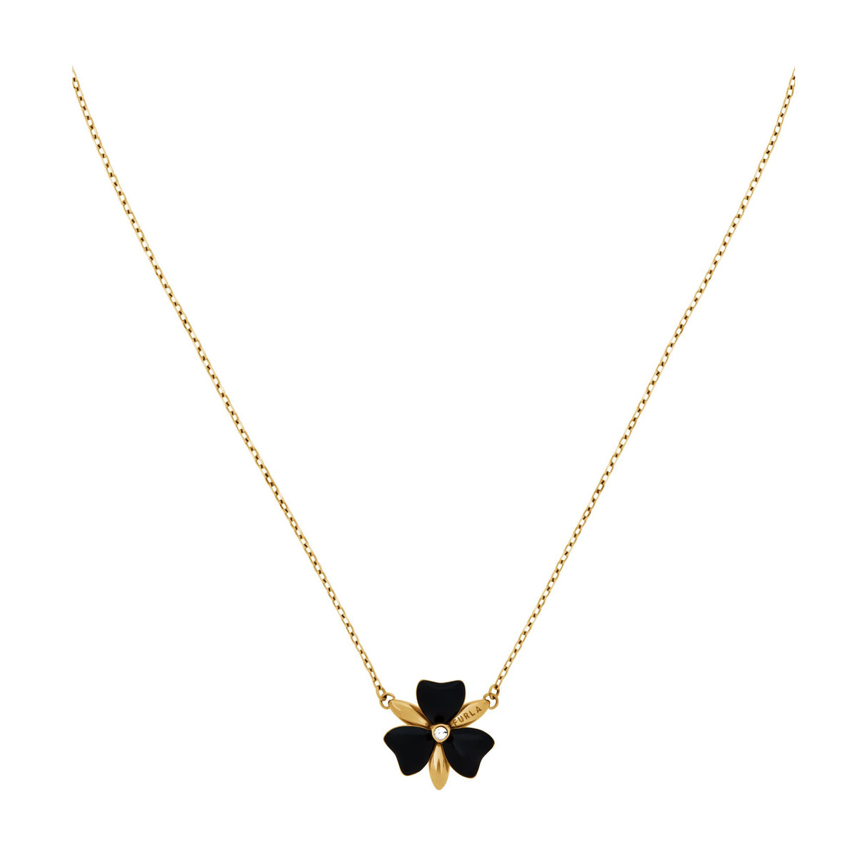Furla Flora Gold-Tone & Black Enamel Necklace