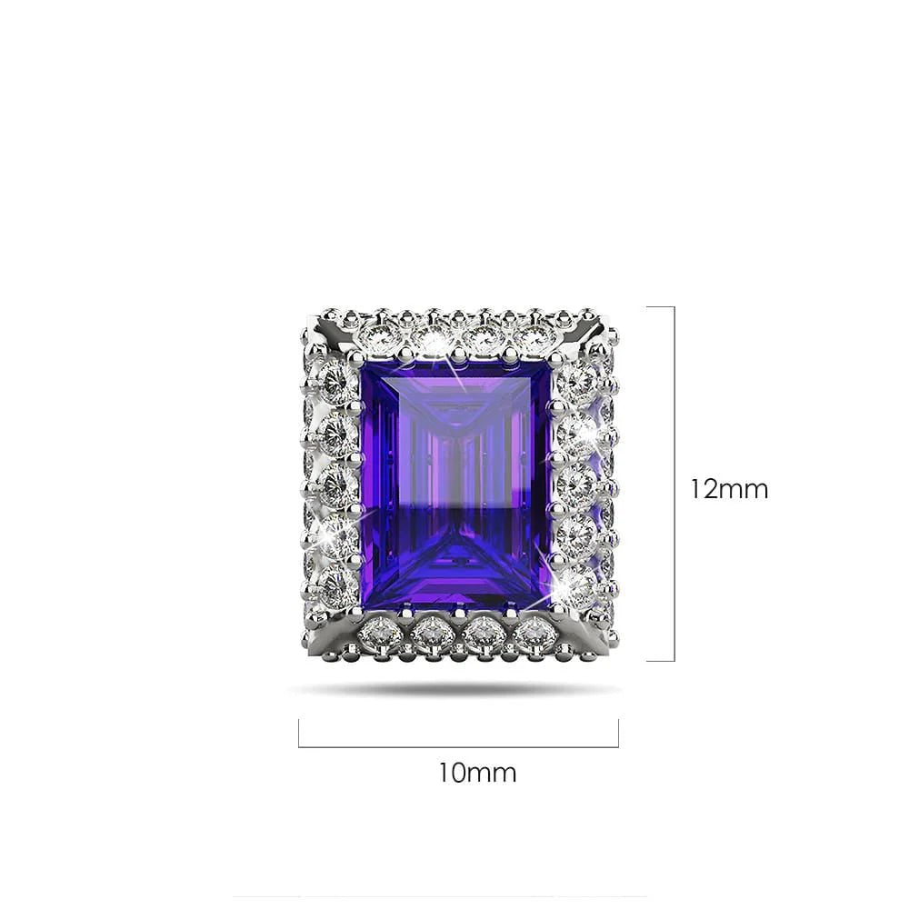 Krystal Couture Square Tanzanite Stud Earrings Embellished with Crystals from SWAROVSKI