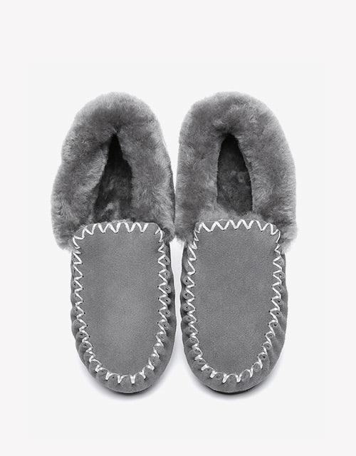 Popo Cow Suede Moccasin in Grey