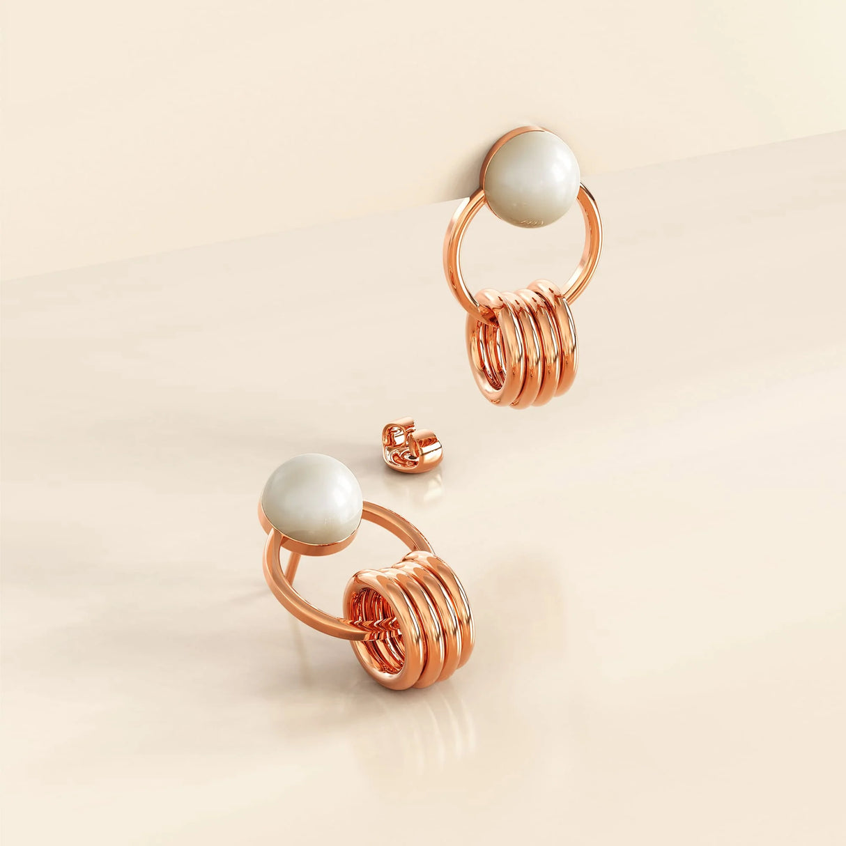 Bullion Gold Helena Pearl & Charm Ring Rose Gold Drop Earrings